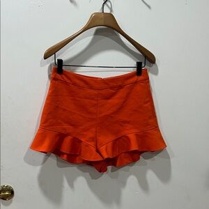 Zara High Waist Orange Ruffle Shorts